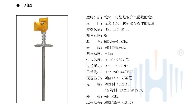 慧博新銳HBRD704導波雷達物位計選型說明書