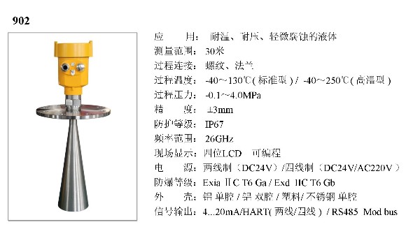 慧博新銳雷達物位計HBRD902選型說明書